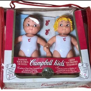 Campbell Soup Kids Vintage 1995 Fibre Craft 5" Dolls W/Crochet Directions